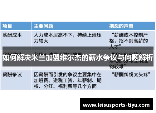 如何解决米兰加盟维尔杰的薪水争议与问题解析
