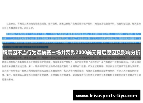 魏震因不当行为遭禁赛三场并罚款2000美元背后原因及影响分析